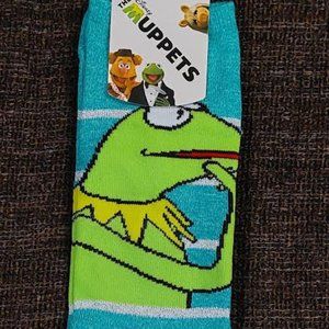 BIOWORLD THE MUPPETS THINKING KERMIT THE FROG ANKLE SOCKS 5 TO 10 SHOE SIZE